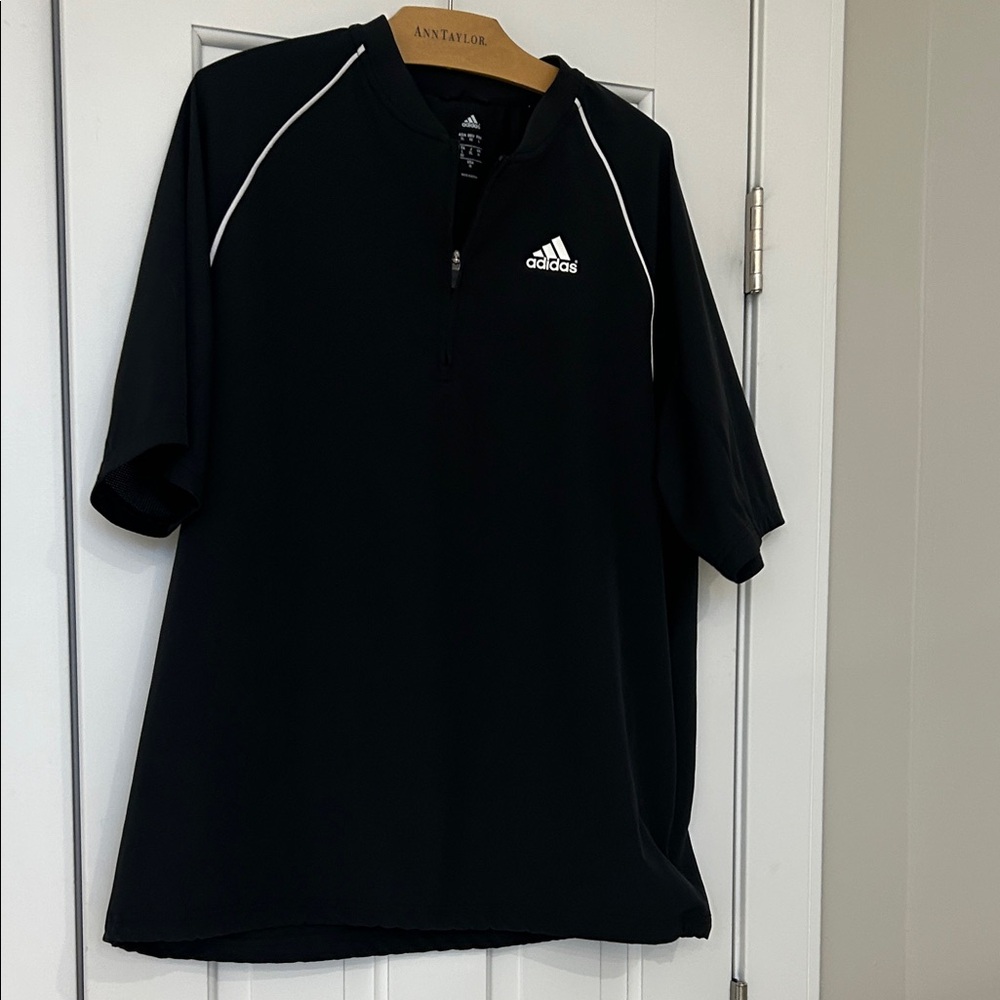 Adidas Men's Black Windbreaker Short Sleeve Pullover